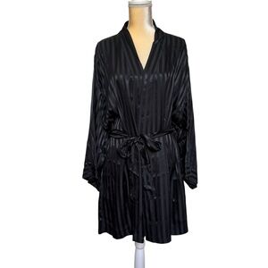 Vintage Frederick’s Silk Collection Striped Belted Silk Short Robe One Size NWOT